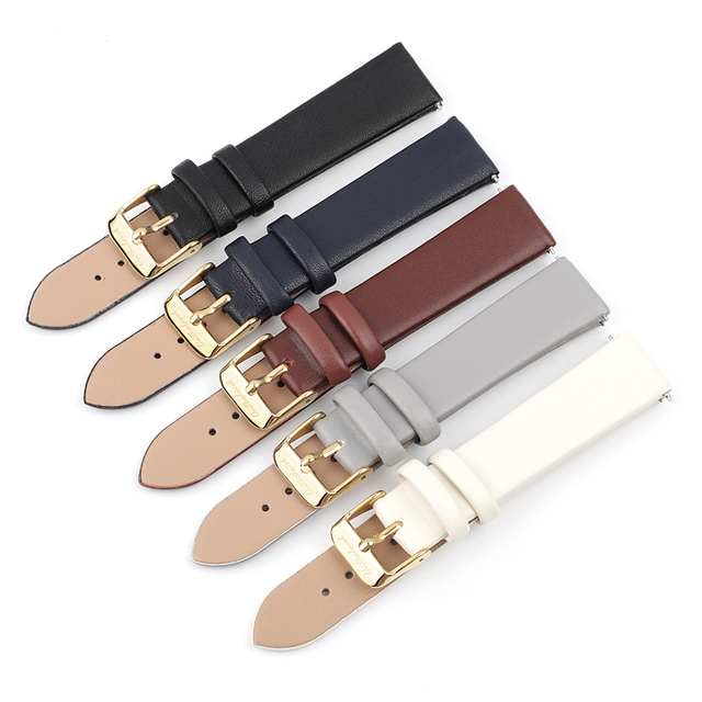 12/14/16/18/20mm Quick Release Female Genuine Calfskin Leather Watch Strap/Watch Band with Gold Buckle in Stock