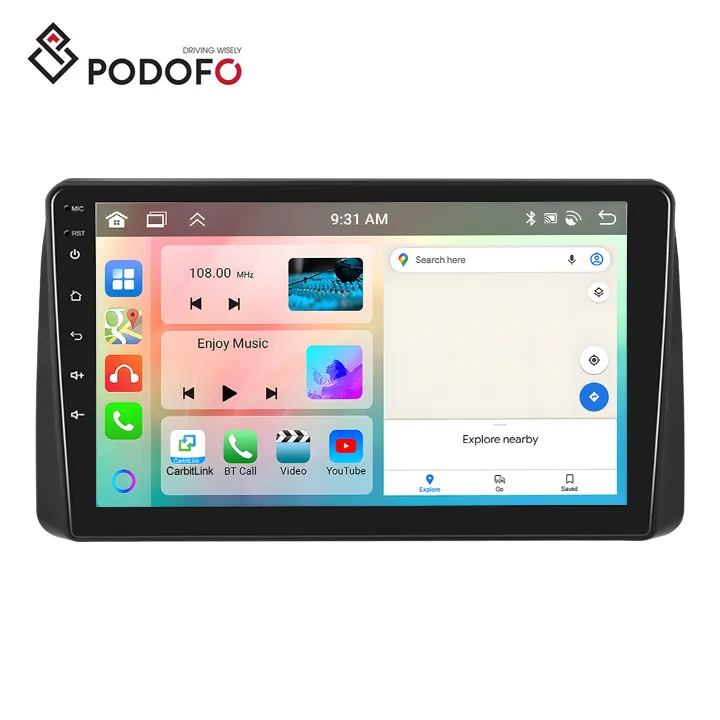 Podofo 9 inci Stereo mobil Android 4 + 64G Carplay Android Auto untuk Chrysler Grand Voyager 2013-2016 IPS DSP GPS RDS HIFI grosir