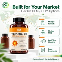 Capsules de vitamine D3 5000 UI en gélules molles OEM avec 125 mcg, complément alimentaire, étiquette privée, complément de vitamine D3