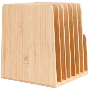 7 Slots Bamboo Desktop File Folder <b>Organizer</b> and Paper Tray - Product Image 5