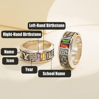 Fabricant de bijoux plaqués or sur mesure en 3D CAD, bague signet en laiton personnalisée avec lettre gravée