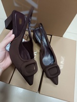 Sandales Mode d'Été Nouveauté 2025 pour Femme QuiteS ZA, Style Français, Talons Épais, Bout Carré Pointu, Boucle, Lacets, Sangle Arrière, Chaussures Designer sans Bretelles pour Femme