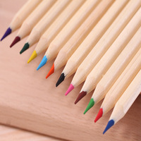 Vente chaude 12 pièces ensemble de mignon HB Standard crayons de couleur en bois naturel en gros pas cher pour l'école dessin des enfants