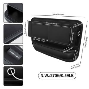 Organizador Universal de Lujo para Coche de Cuero PVC, Caja de Almacenamiento Delantera con Portavasos de PP, Relleno para el Espacio Lateral de la Consola, Lado del Asiento - Product Image 5