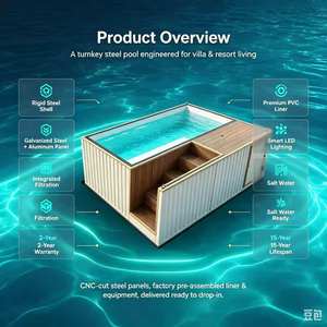Piscina Rectangular de Fibra de Vidrio para Instalar en el Suelo, 5 mm de Grosor, Resistente a los Rayos UV, Fácil de Instalar, para Uso Familiar y de Niños al Aire Libre, Incluye Accesorios - Product Image 1
