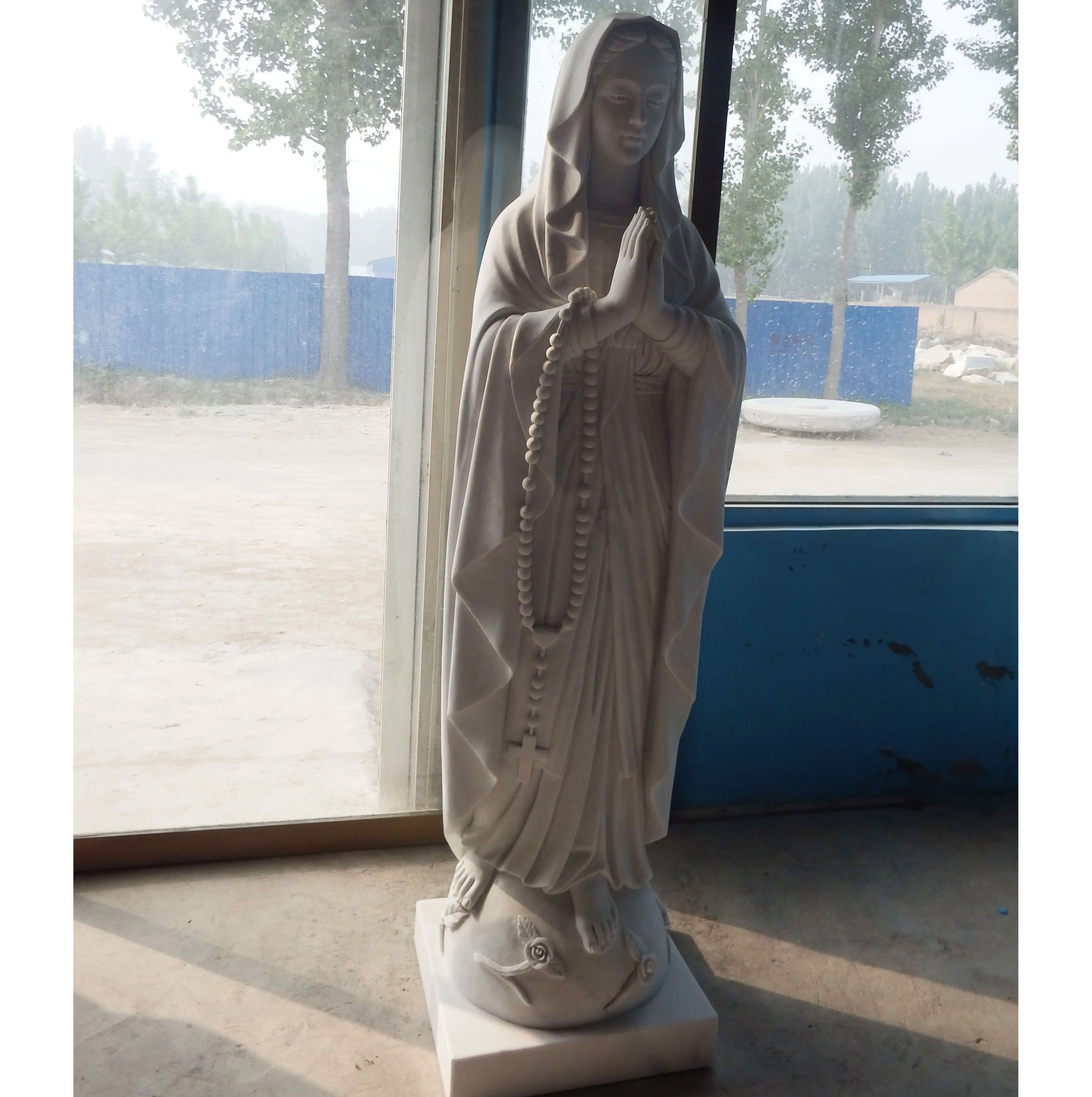 Decoração exterior mármore estátua religiosa Virgem Maria estátua para venda