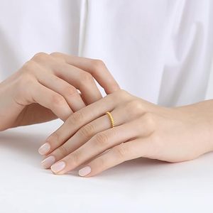 Anillo de Diseño <span class=keywords><strong>Amour</strong></span>, Anillo Fino de 2 mm con Cuentas, Anillos de Moda de Acero Inoxidable Plateado y Negro para Parejas - Product Image 5