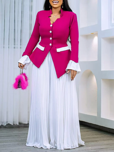 Ensemble Deux Pièces <span class=keywords><strong>Femme</strong></span> Tendance D553, Haut Élégant à Manches Évasées et Pantalon Plissé Large, Tenues Africaines <span class=keywords><strong>pour</strong></span> Femmes - Product Image 6