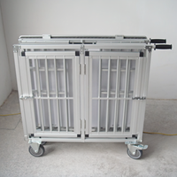 Chariot de transport pliable en aluminium USMILEPET pour animaux de compagnie, chariot de présentation pour animaux, chariot de cage d'exposition avec table de toilettage pour chats et chiens