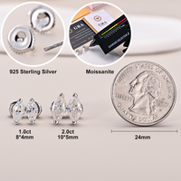 Boucles d'oreilles clous classiques en moissanite taille marquise 1ct 2ct VVS certifiées GRA en argent sterling 925 hypoallergéniques pour anniversaire