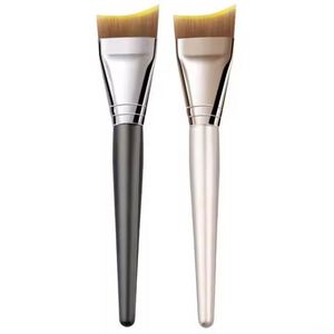 Ulikeke Custom Logo Kabuki Foundation <b>Brushes</b> Flat Black Synthetic Hair Wooden Handle Thin Foundation Makeup <b>Brush</b> - Product Image 2