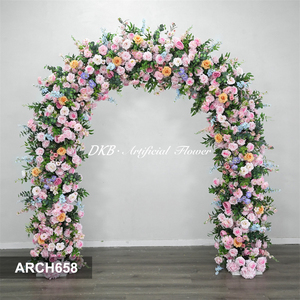 DKB Hot Selling Handmade Eco-Friendly Artificial Silk White Rose Delphinium Wedding Arch <b>Flower</b> Decoration Customizable Size FSC - Product Image 2