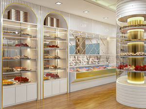 Pastelería moderna Personalización interior completa Mostradores de exhibición de acero inoxidable Premium Presentación de postres - Product Image 6