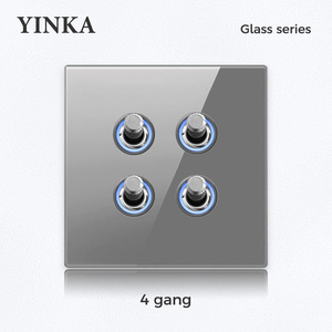 YINKA-Interruptor de palanca de vidrio para uso doméstico, interruptor de pared eléctrico de 1 o 2 vías, 10A ~ 250V, con garantía de buena calidad, 3 grupos - Product Image 5