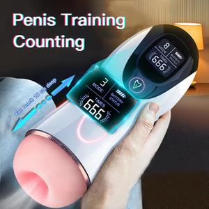 Automatische männliche Masturbation Cup Digital Count <span class=keywords><strong>Penis</strong></span> Trainer 8 Vibration Mastur bator Lebensechte Pock Pussy Mastur batoren für Vagina - Product Image 2