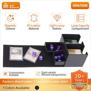 Boîte à cartes magnétique en cuir PU noir personnalisée, durable et imperméable, pour l'emballage de jeux de cartes à collectionner, vente en gros FX - Product Image 2
