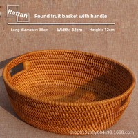 Keranjang Penyimpanan Gaya Jepang dari Rotan Alami Tenun Tangan Vietnam untuk Rumah Tangga, Tempat Buah, Tempat Roti Kukus, Jarum Jahit, dan Benang