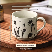 Mug Kopi Keramik Motif Kucing Timbul Gaya Baru Desain Kontemporer Kreatif Artistik Nordik untuk Pasangan 301-400ml Aman untuk Mesin Cuci Piring Hadiah
