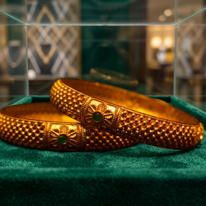 Antique Gold Plated Trendy Brass Elegant <b>Bangle</b> <b>Set</b> Green Stone Customized Color Size Women Handmade Indian Jewelry Gift Bulk - Product Image 2