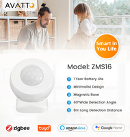 Sensor de Movimiento Inteligente PIR AVATTO ZMS16 Tuya Zigbee, Rango de Detección de 8 Metros, Ángulo Ajustable, Montaje Magnético, Compatible con Alexa y Google Home