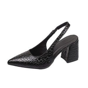 รองเท้าส้นสูงแบบปิดหัวทรงหรูหราสำหรับผู้หญิง รุ่นใหม่ล่าสุด ส้นหนา ปลายแหลม แฟชั่นไซส์ใหญ่สำหรับฤดูร้อน - Product Image 5