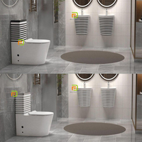 Lavabo mural élégant pour salle de bain, lavabo rond en céramique facile à nettoyer, lavabo mural suspendu