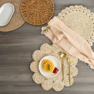 Napperons et sous-plats ronds modernes en rotin naturel tressé pour la cuisine et les fêtes - Product Image 2
