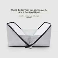 Pochette cosmétique élégante personnalisée en argent, légère, imperméable, avec fermeture éclair, pour le rangement des articles de toilette en voyage et les soins personnels