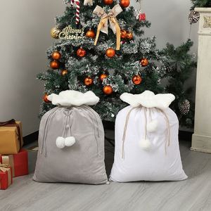 Personalized Jumbo Plush Sublimation Christmas Gift Bags Custom Drawstring Velvet Blank Santa Sacks With <b>Pom</b> - Product Image 6