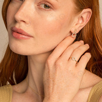 Gemnel Boucles d'oreilles pendantes en argent sterling 925 plaqué or avec cercle familial et diamant