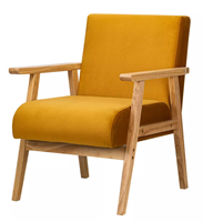 Fauteuil d'appoint en bois de teck avec éponge en caoutchouc haute densité de style moderne gris DISHI pour salon