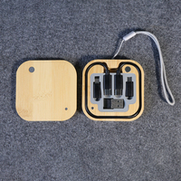 Caja de Almacenamiento Multifuncional para Cables de Carga de Bambú, con Conector Micro USB y de 8 Pines Integrados, Juego de Cables de Carga USB-C PD60W UC028