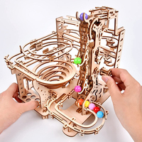 Kits de construction de modèles d'assemblage de puzzles mécaniques créatifs en bois, Kit de chaîne de course en marbre de puzzles en bois 3D