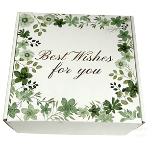 Boîte Cadeau Florale Portable Personnalisée, Design Vœux Chaleureux, Boîte d'expédition en Carton Ondulé Blanc, Logo en Relief, Impression Couleur, Emballage en Papier - Product Image 3