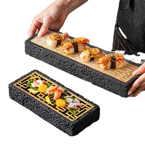 Piatto Rettangolare <span class=keywords><strong>in</strong></span> Cemento per Sashimi e Sushi, Vassoio per Esposizione di <span class=keywords><strong>Salmone</strong></span>, Pesce e Frutti di Mare con Ghiaccio Secco, Piatto per Cucina Molecolare, Vassoio da Servizio Classico per Feste - Product Image 4