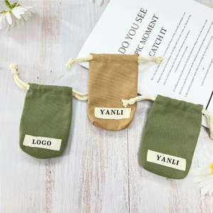 Custom Logo Canvas Cotton Jewelry <b>Pouches</b> Linen <b>Drawstring</b> Bag for Shopping Personalized Packaging - Product Image 2