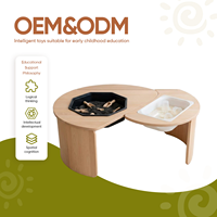 Table sensorielle octogonale en contreplaqué de bouleau Leowood Montessori Tuff Tray pour enfants, jeux de sable et d'eau, éducation précoce