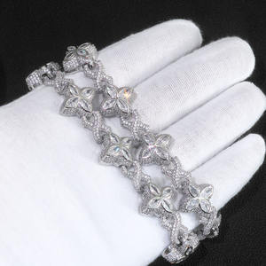 NUOYA アイスアウト ダイヤモンド 四つ葉のクローバー インフィニティ マイアミキューバンリンク チェーンネックレス ヒップホップ カスタムジュエリー 男女兼用 ギフト - Product Image 4