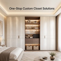 Ensemble de chambre à coucher : Système de dressing mural intelligent moderne en bois sur mesure, armoire de chambre d'hôtel en mélamine, meuble de rangement en bois