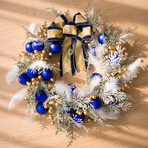 Southpeak Luxury Eco-Friendly Artificial PVC Wreath with Christmas Balls Feathers Bow for Home Front <b>Door</b> Holiday Decor - Product Image 5