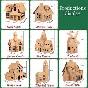 Kit de maison en papier 3D à colorier pour bricolage en gros - Modèle miniature de chalet de campagne 50 pièces pour les activités des enfants à la maison - Product Image 6
