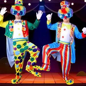 Großhandel Herren Halloween lustiger Zirkus-Clown Kostüm Party Cosplay Karnevalsanzug Geschenk für Erwachsene