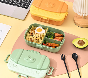 1 lít 3 lưới nhựa Bento Hộp Ăn Trưa với nĩa và muỗng dao kéo <span class=keywords><strong>container</strong></span> thực phẩm - Product Image 4