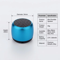 Altavoz Portátil Mini de Aleación Metálica de Fábrica, Emparejamiento Estéreo TWS, 6 Colores Opcionales, Logotipo Personalizado, Regalo Promocional