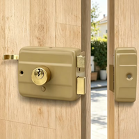 Serrure de sécurité pour porte, déverrouillage par clé, cylindre en laiton, loquet en fer, pêne dormant, pour portail d'entrée en bois, extérieur, pour porte en bois d'appartement