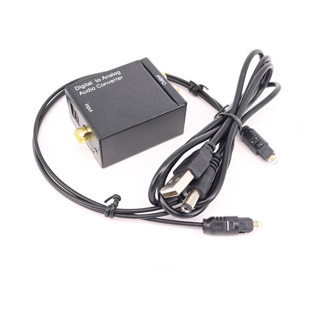 Toslink Optical Coax Digital to RCA L/R Analog Audio Converter with Fiber Cable