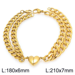 Bracelet et jonc de luxe en acier inoxydable 316L plaqué or 14k 18k, bracelet magnétique cœur pour femme et homme - Product Image 5