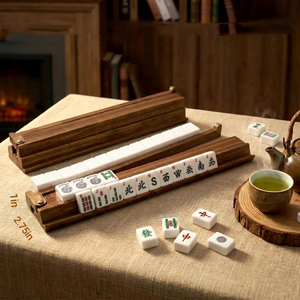 Wooden Mahjong Racks with Magnetic Pushers, Creative <b>Game</b> Tile Base, Mahjong Stands Push Rod Wood Trays - Product Image 2