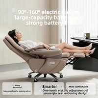 Fauteuil de massage électrique en cuir véritable, chaise de bureau exécutive, chaise d'ordinateur à domicile, fauteuil moderne minimaliste avec accoudoirs inclinables et pivotants