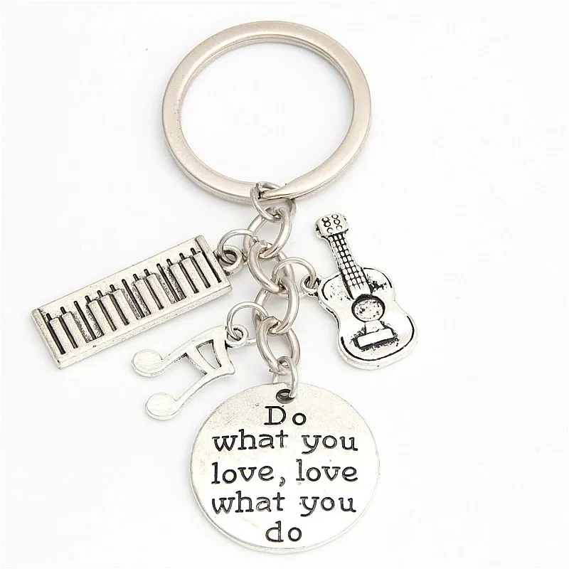 1pc Piano Teacher Keychains Musical Keyring Pianist Gift Music Note Guitar Charms For Handmade Jewelry Do What You Love